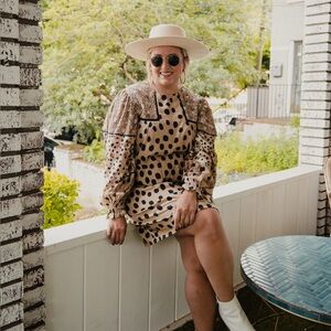 $148 NWOT Anthropologie x Conditions Apply Miranda Mixed Print Tunic Dress S